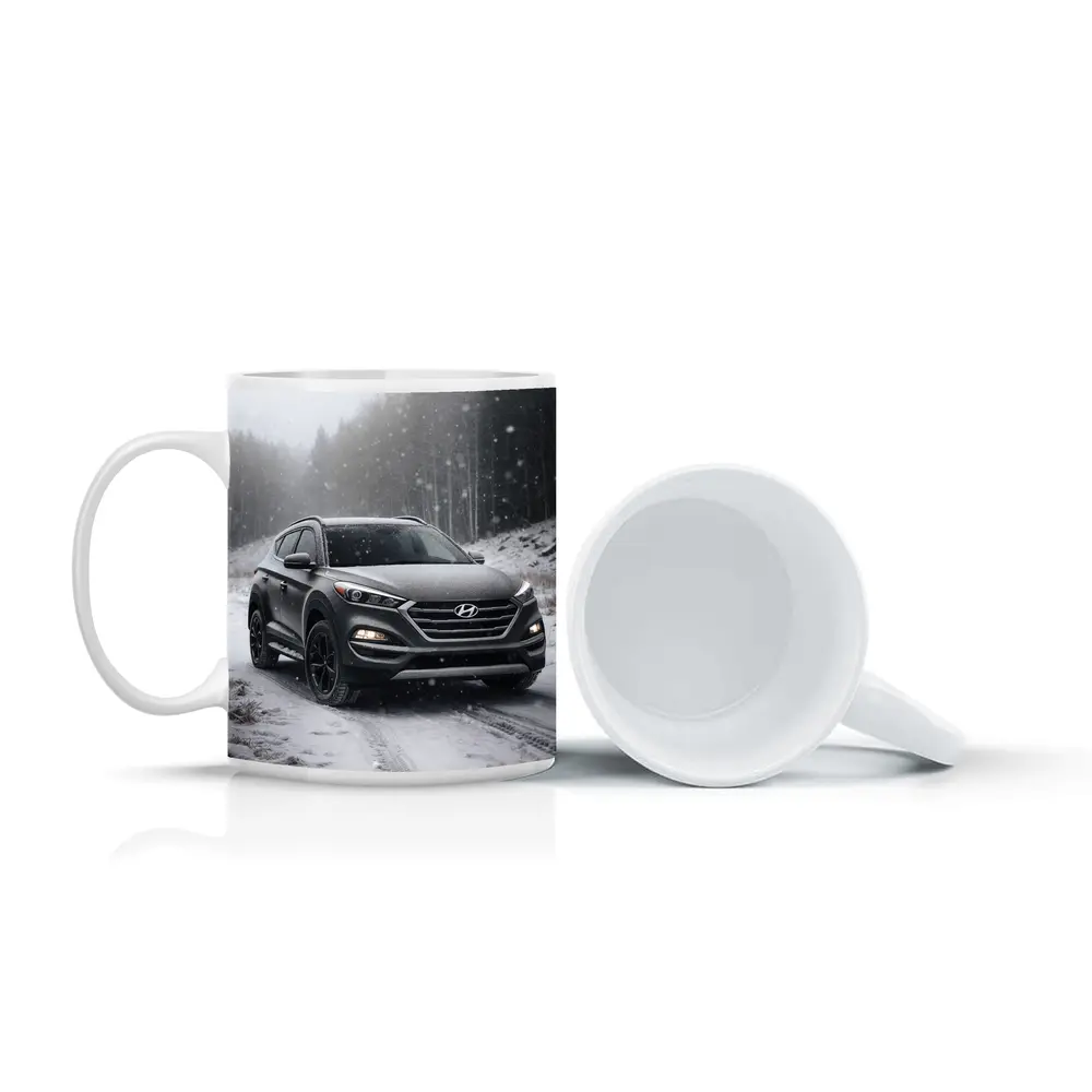 Hyundai Tucson SUV Snowy Winter Forest Road – Mugs