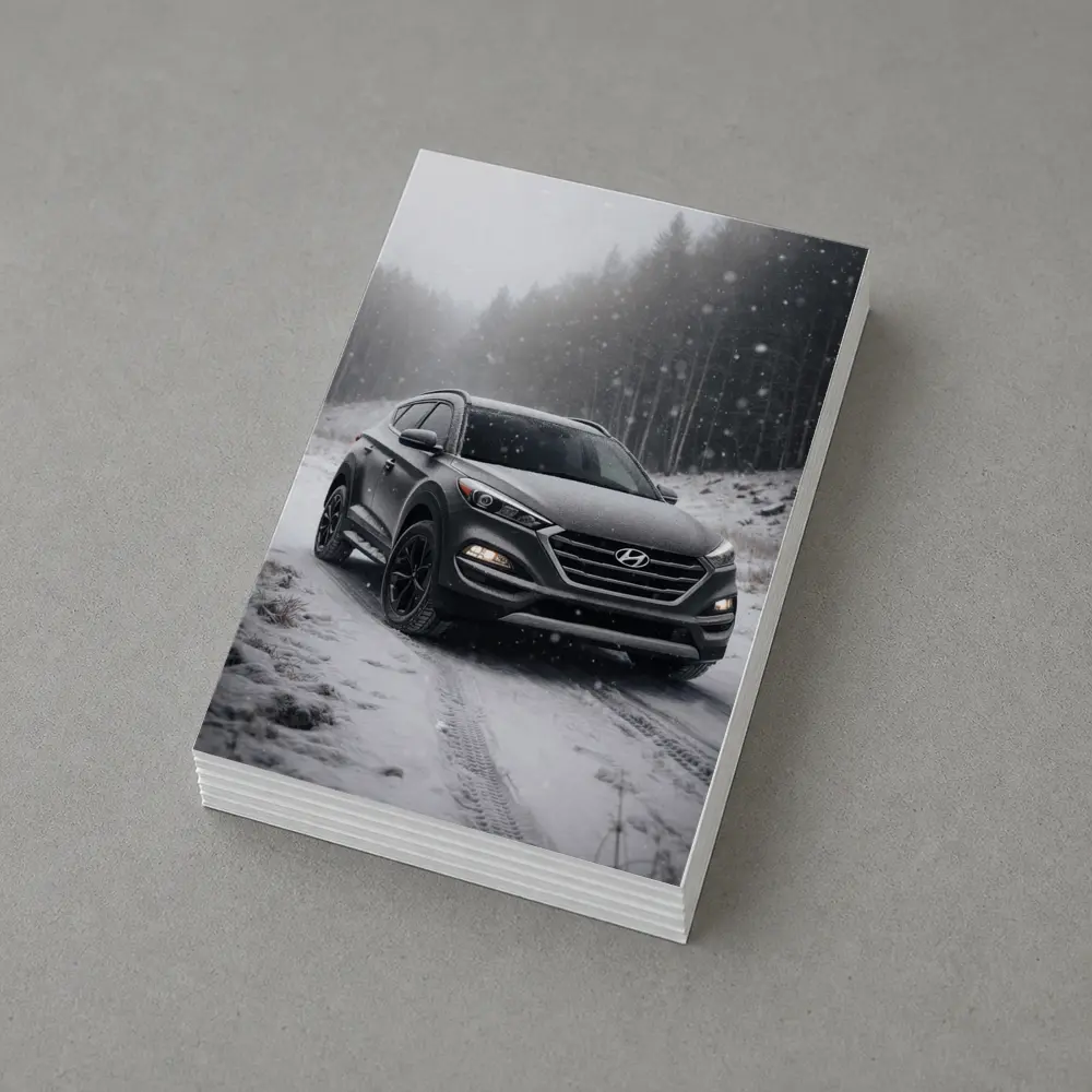 Hyundai Tucson SUV Snowy Winter Forest Road – Postcards