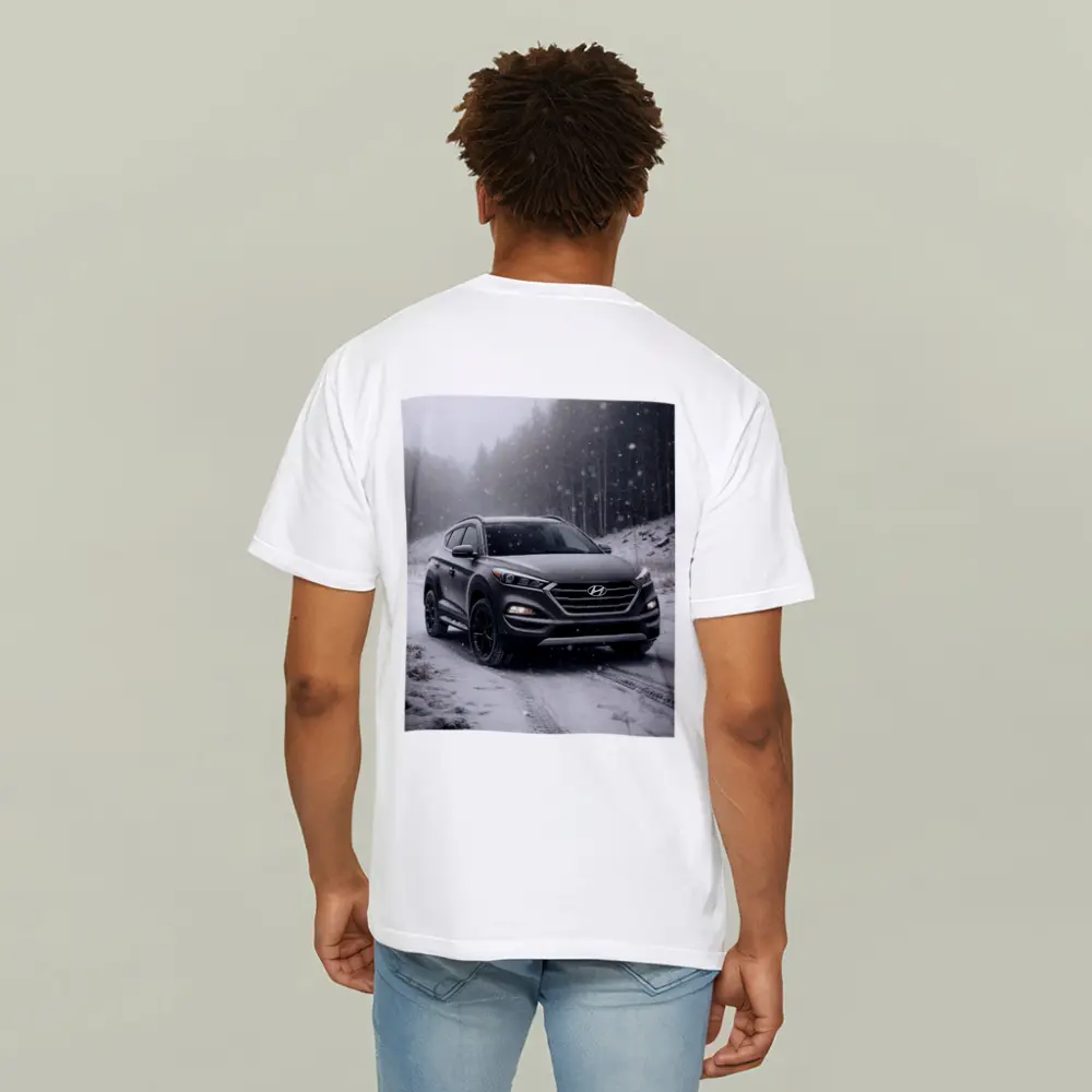 Hyundai Tucson SUV Snowy Winter Forest Road – T-Shirts