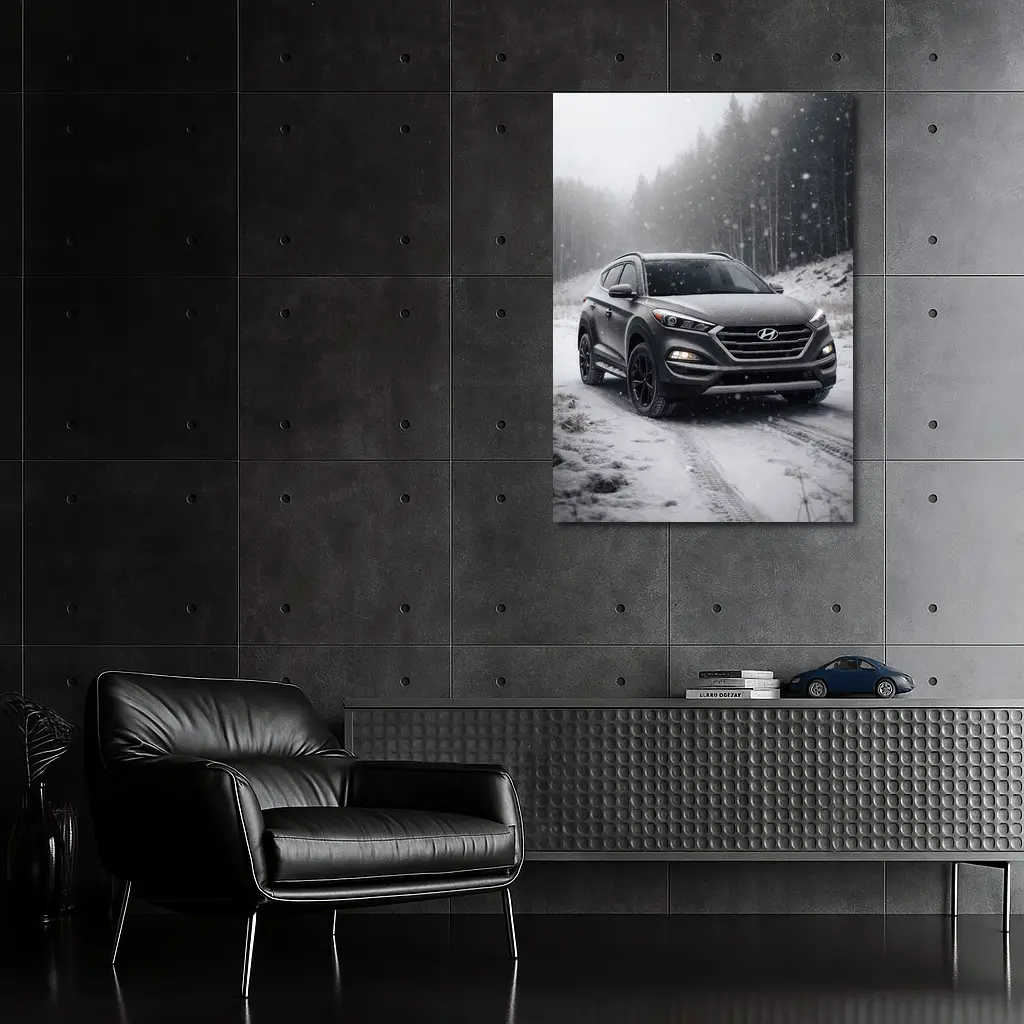 Hyundai Tucson SUV Snowy Winter Forest Road – Wall Art