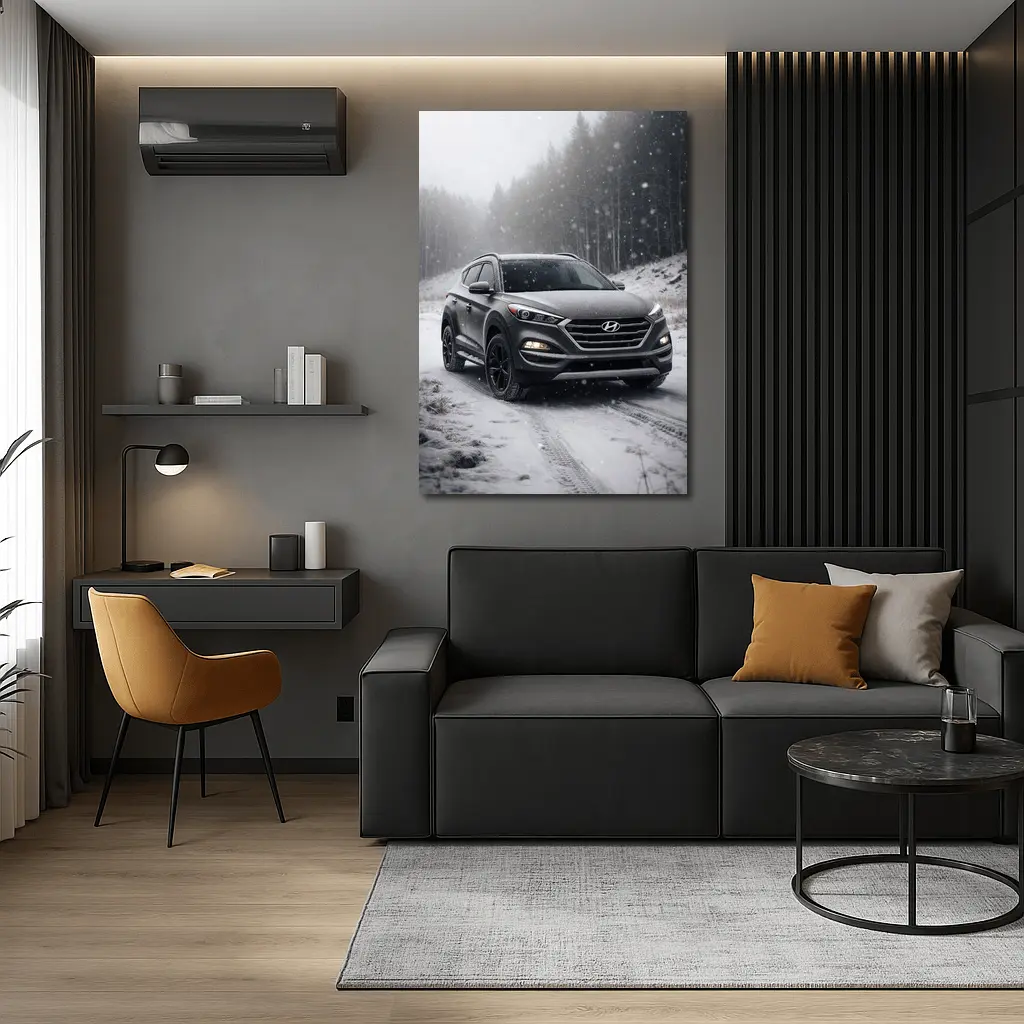 Hyundai Tucson SUV Snowy Winter Forest Road – Wall Art