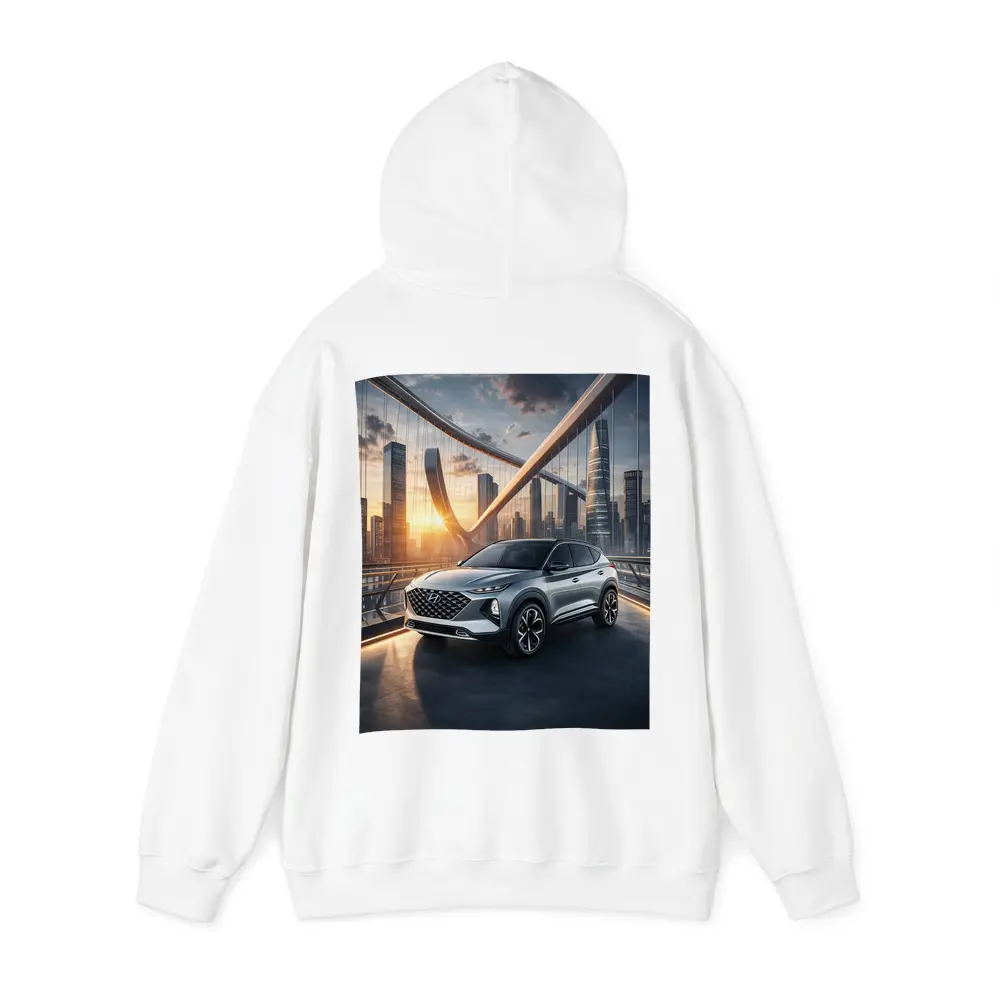 Hyundai Venue SUV City Bridge Sunset – Hoodies