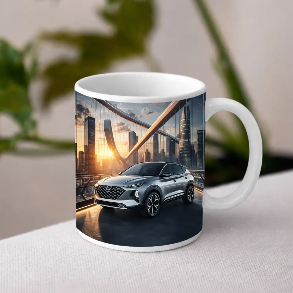 Hyundai Venue SUV City Bridge Sunset – Mugs