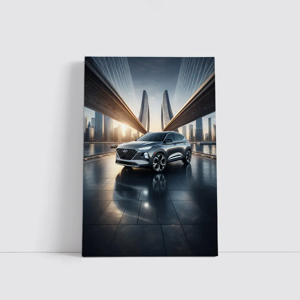 Hyundai Venue SUV City Bridge Skyline – Wall Art