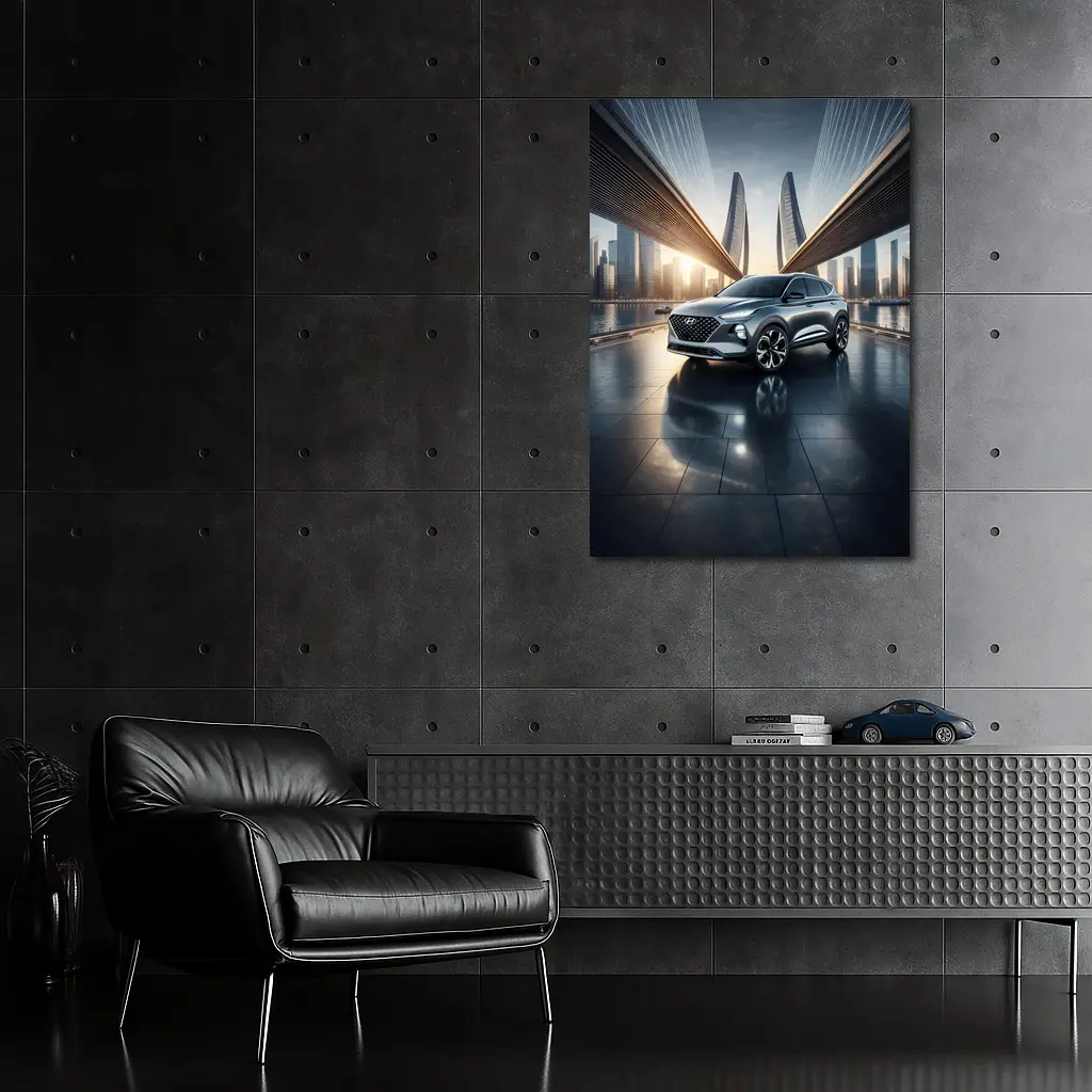 Hyundai Venue SUV City Bridge Skyline – Wall Art