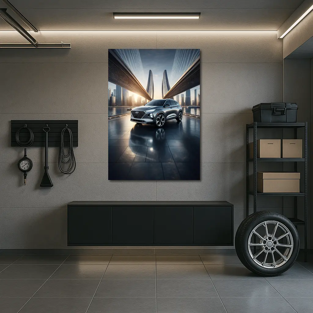 Hyundai Venue SUV City Bridge Skyline – Wall Art