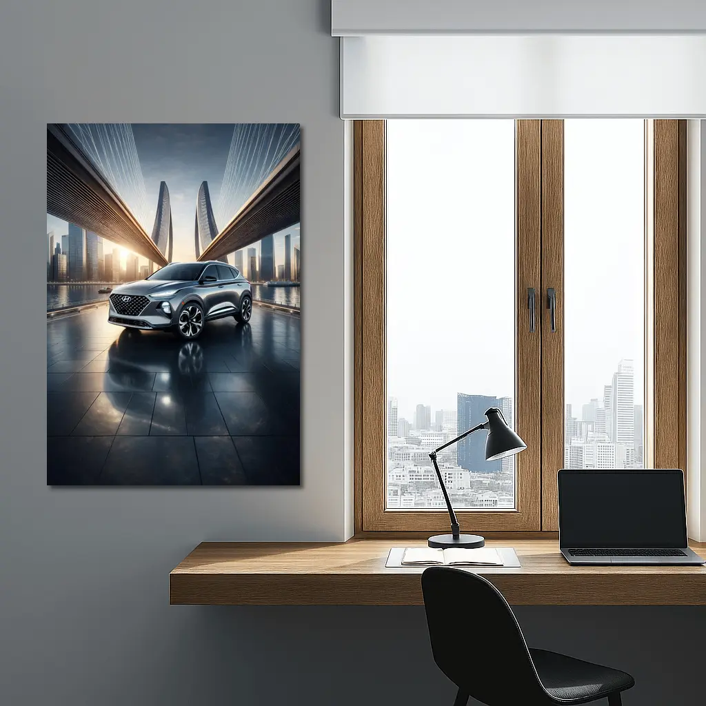 Hyundai Venue SUV City Bridge Skyline – Wall Art