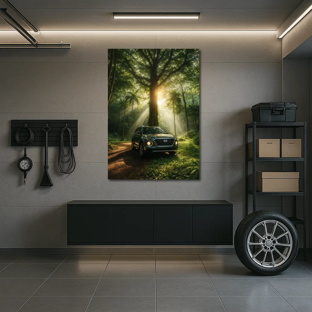 Hyundai Venue SUV Forest Sunlight Scene – Wall Art