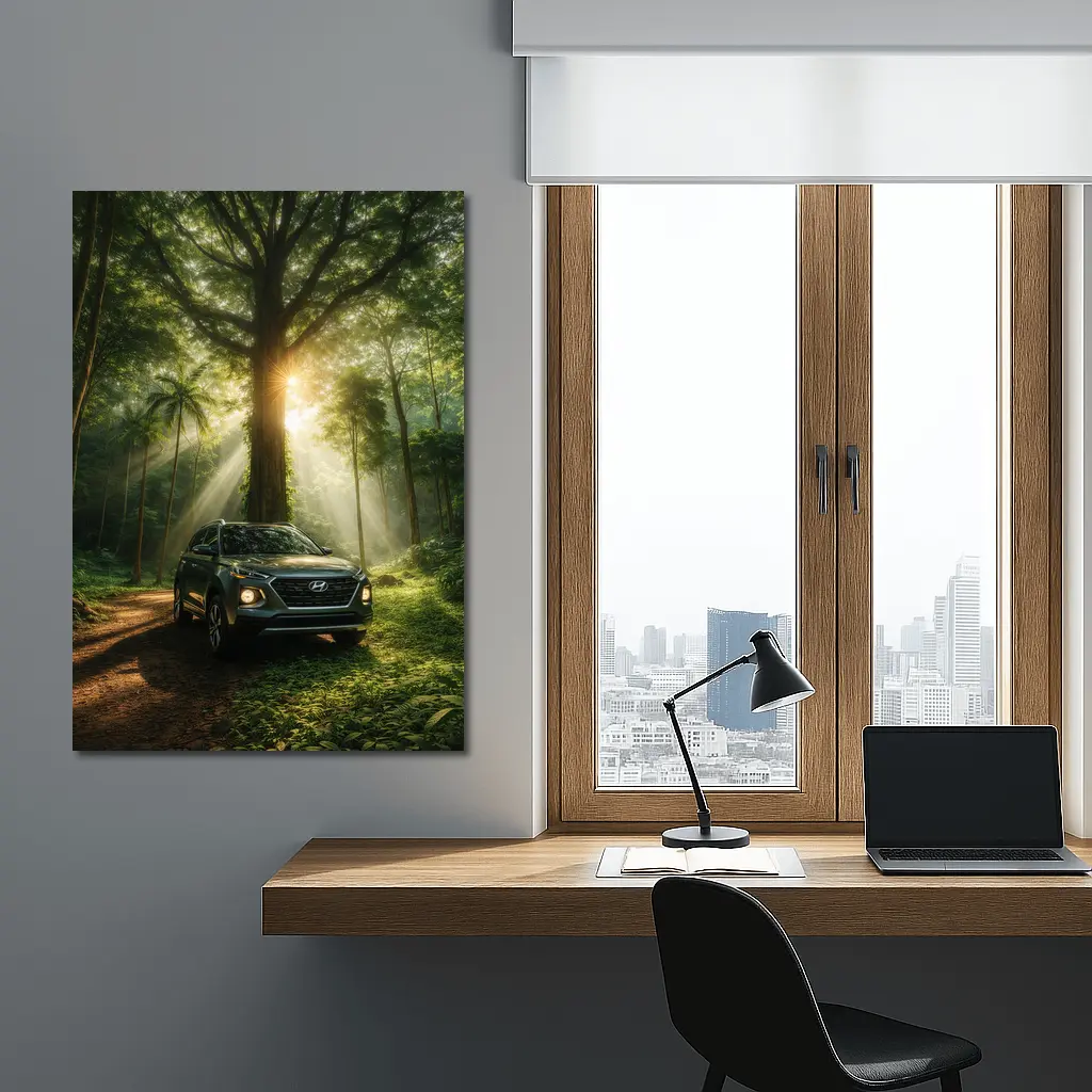 Hyundai Venue SUV Forest Sunlight Scene – Wall Art