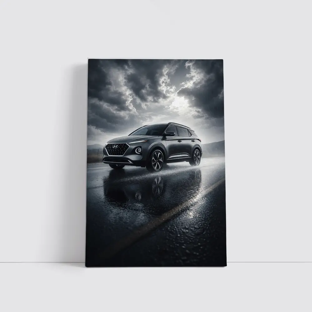 Hyundai Venue SUV Rainy Dark Road – Wall Art