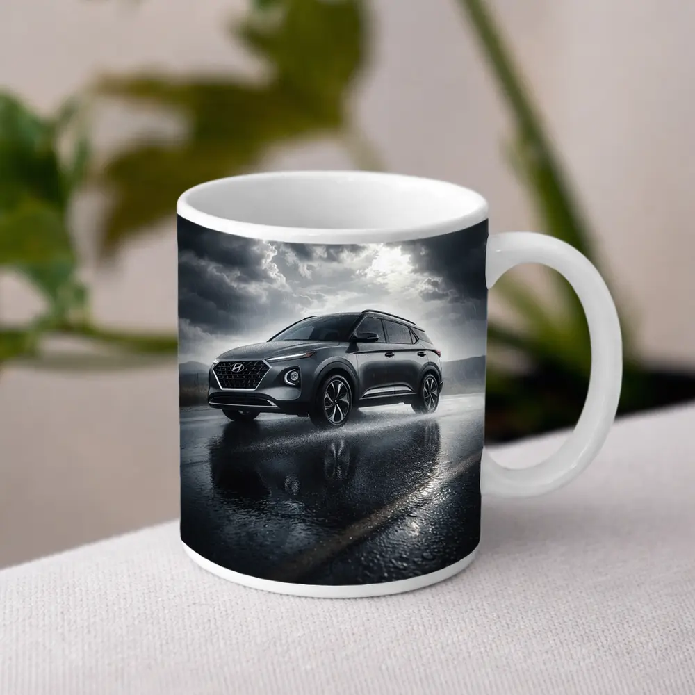 Hyundai Venue SUV Rainy Dark Road – Mugs