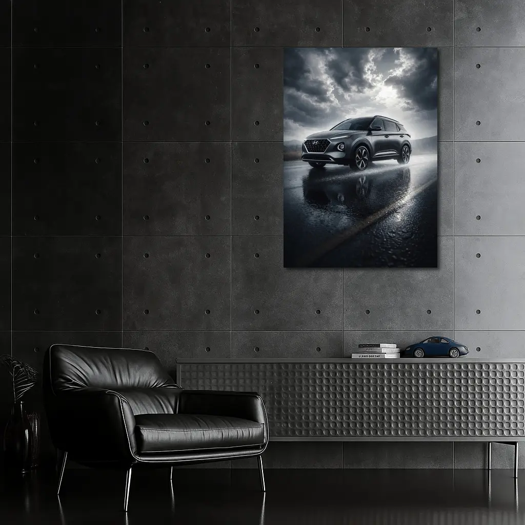 Hyundai Venue SUV Rainy Dark Road – Wall Art