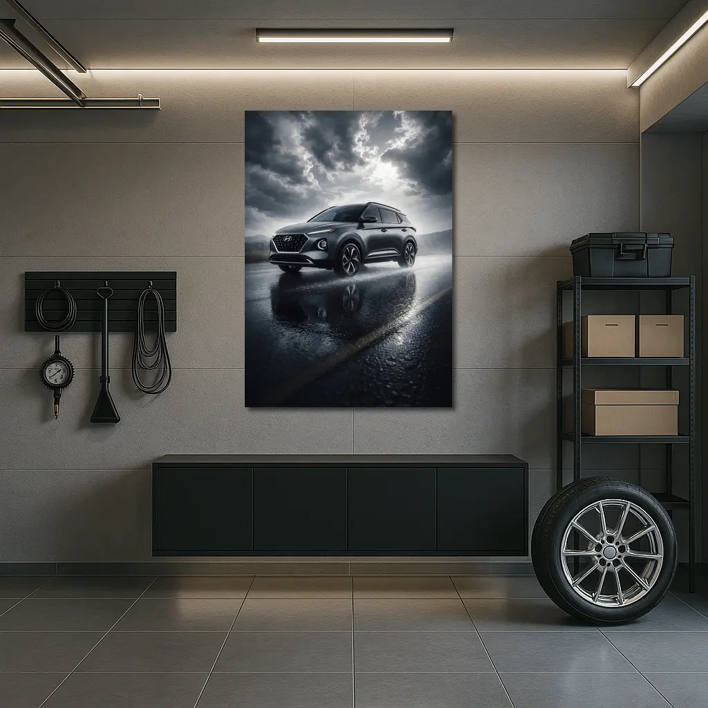 Hyundai Venue SUV Rainy Dark Road – Wall Art