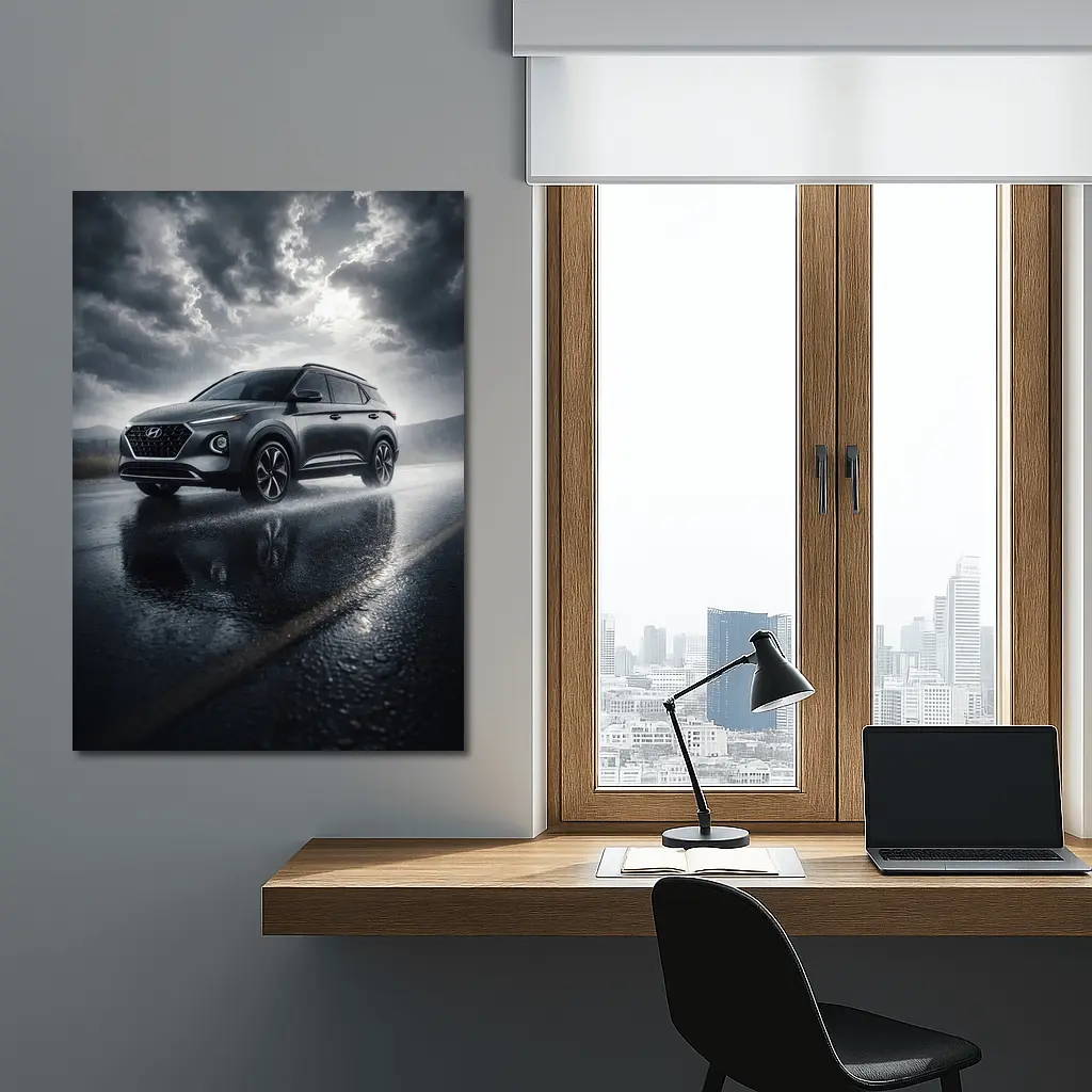 Hyundai Venue SUV Rainy Dark Road – Wall Art