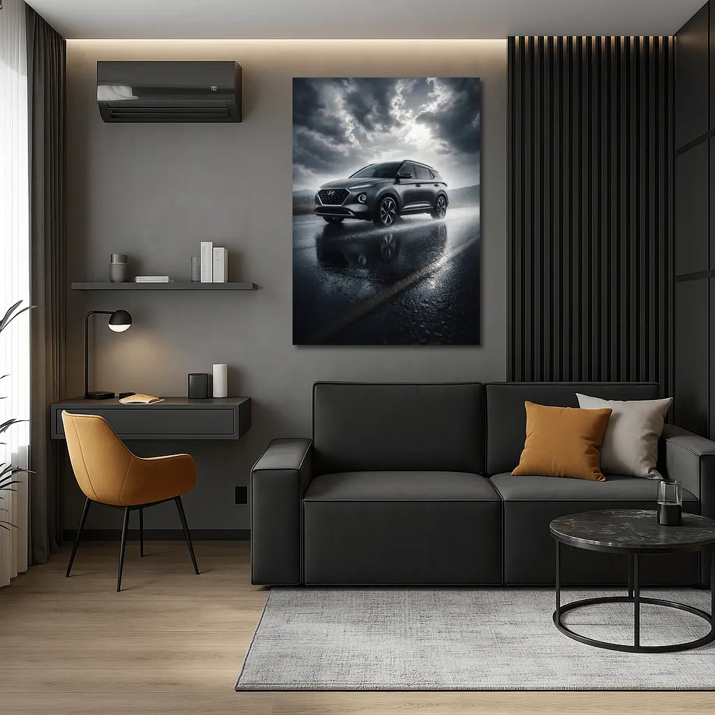 Hyundai Venue SUV Rainy Dark Road – Wall Art