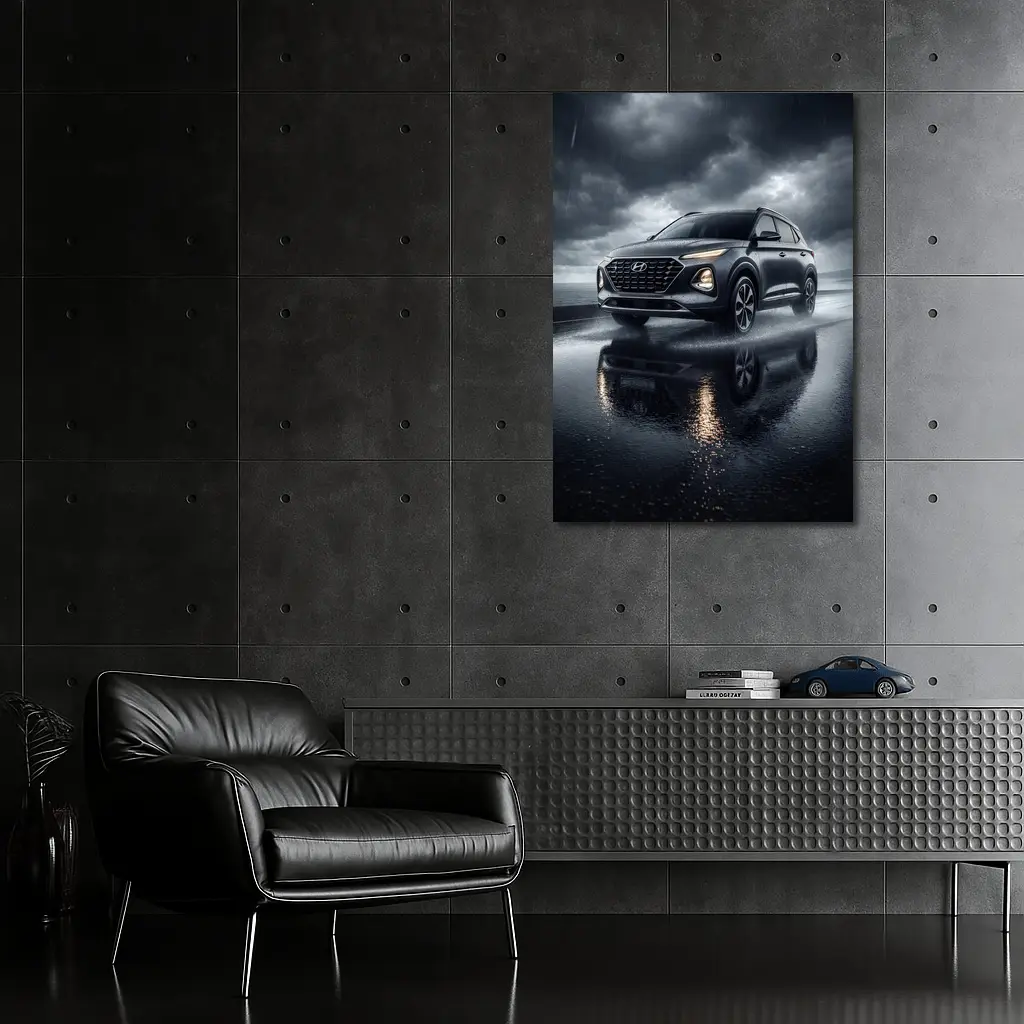 Hyundai Venue Dark Rainy Storm Scene – Wall Art