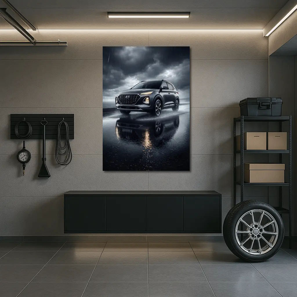 Hyundai Venue Dark Rainy Storm Scene – Wall Art