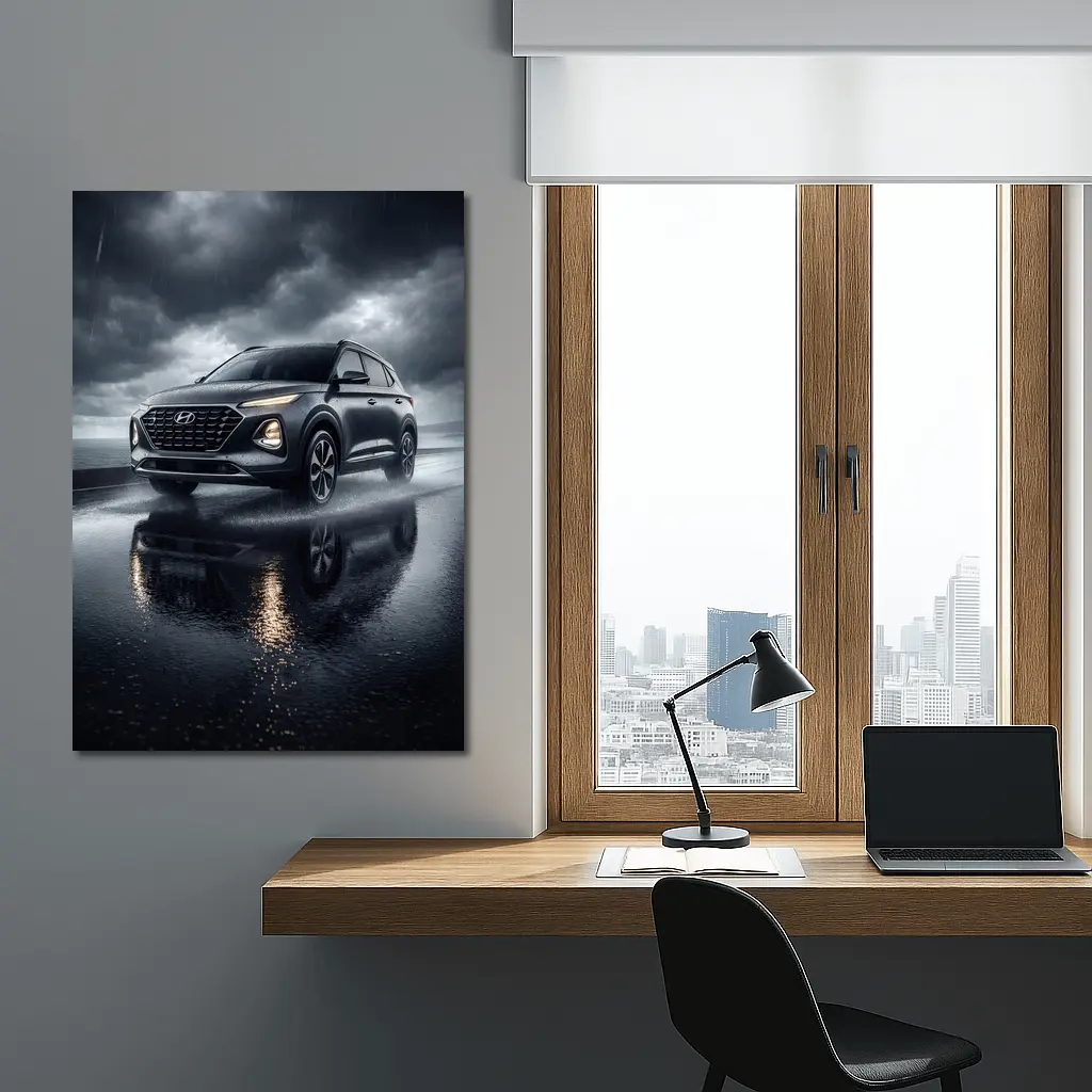 Hyundai Venue Dark Rainy Storm Scene – Wall Art