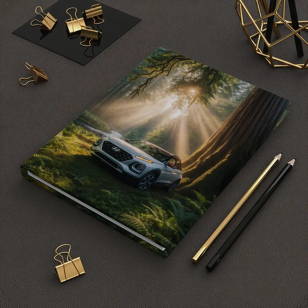Hyundai Venue SUV in Sunlit Forest – Notebooks