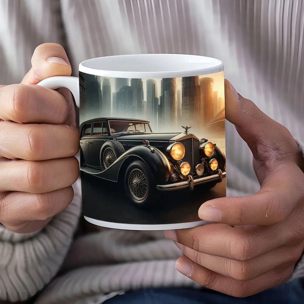 Bentley Classic Car Dark City Skyline – Mugs