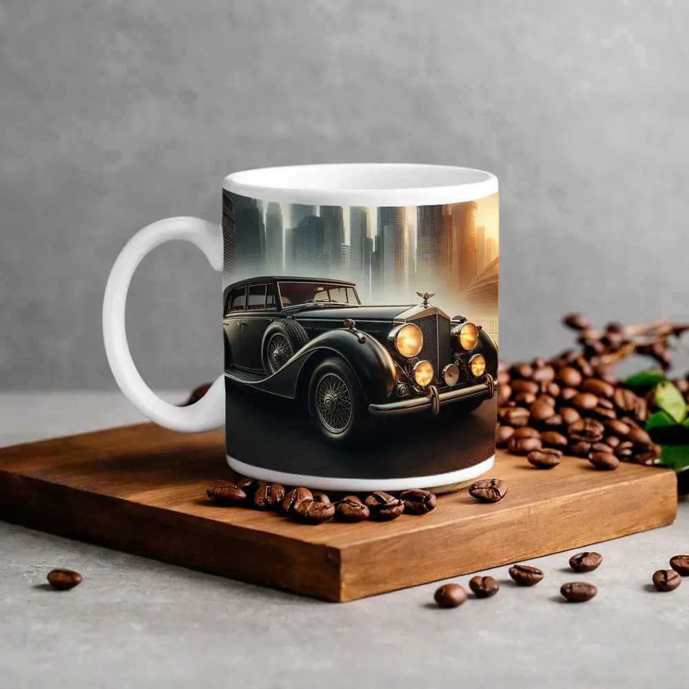 Bentley Classic Car Dark City Skyline – Mugs