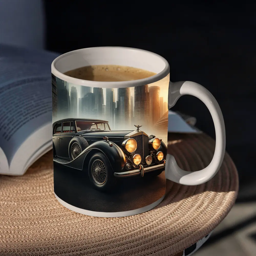 Bentley Classic Car Dark City Skyline – Mugs