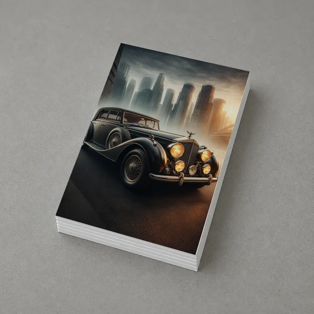 Bentley Classic Car Dark City Skyline – Postcards