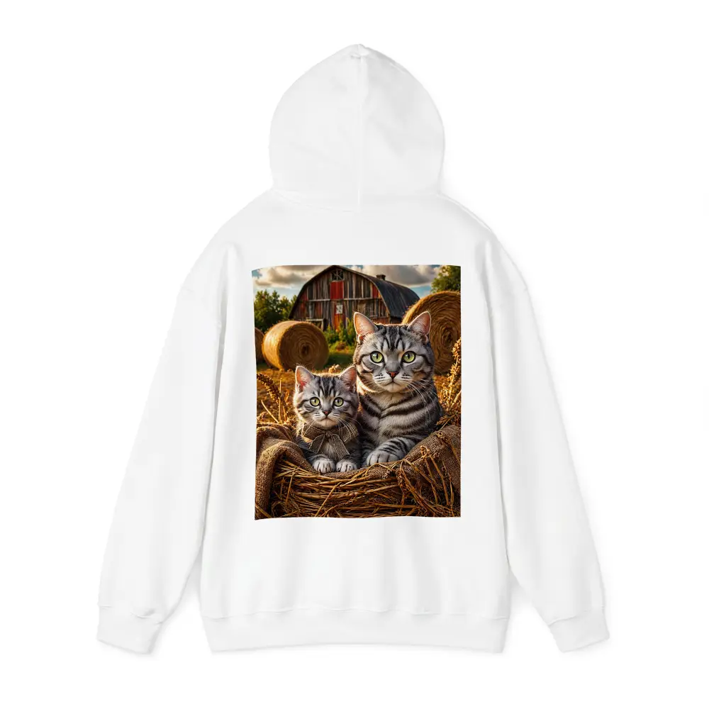 Tabby Cats Sitting In Farm Barn – Hoodies