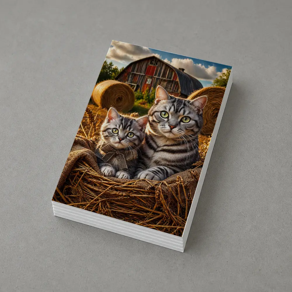 Tabby Cats Sitting In Farm Barn – Postcards