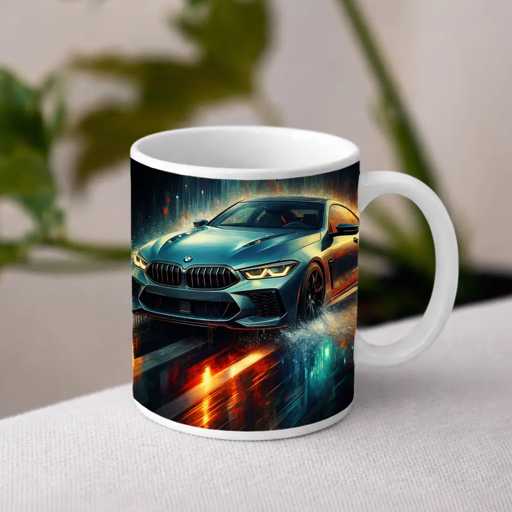 BMW M8 Rainy Night Digital Art – Mugs