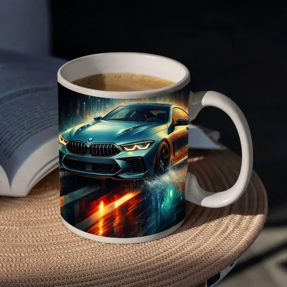 BMW M8 Rainy Night Digital Art – Mugs