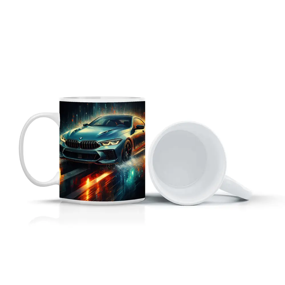 BMW M8 Rainy Night Digital Art – Mugs