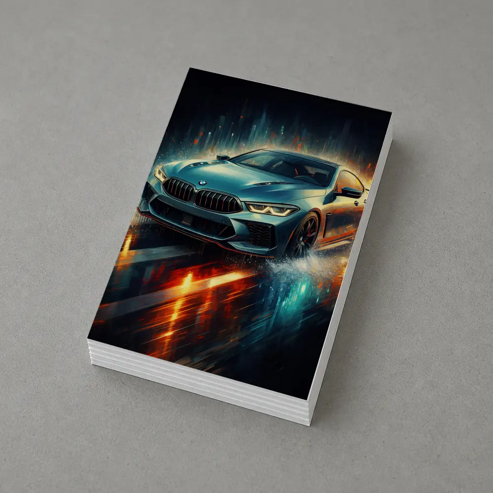 BMW M8 Rainy Night Digital Art – Postcards
