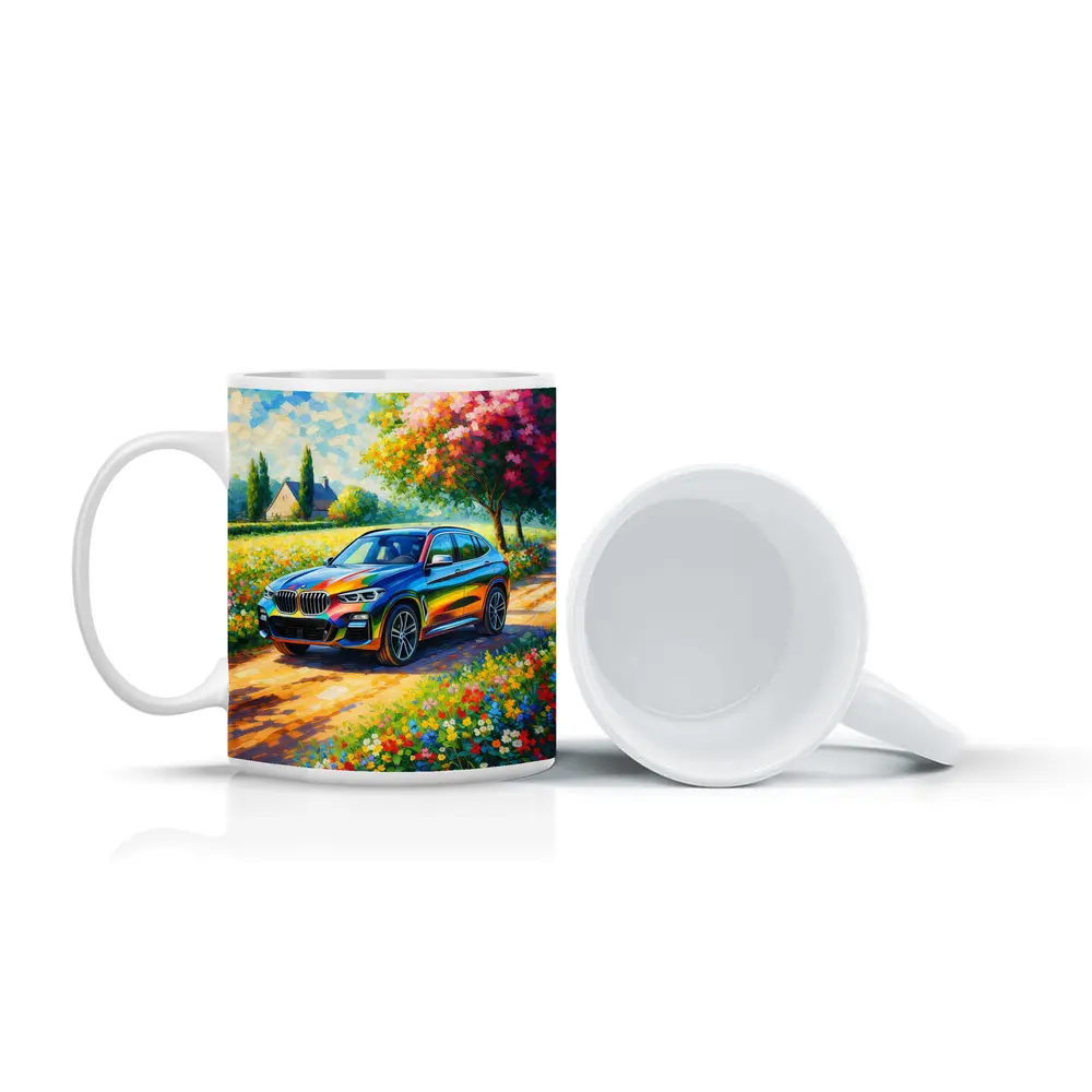 BMW X3 Impressionist Oil Painting Countryside – Mugs