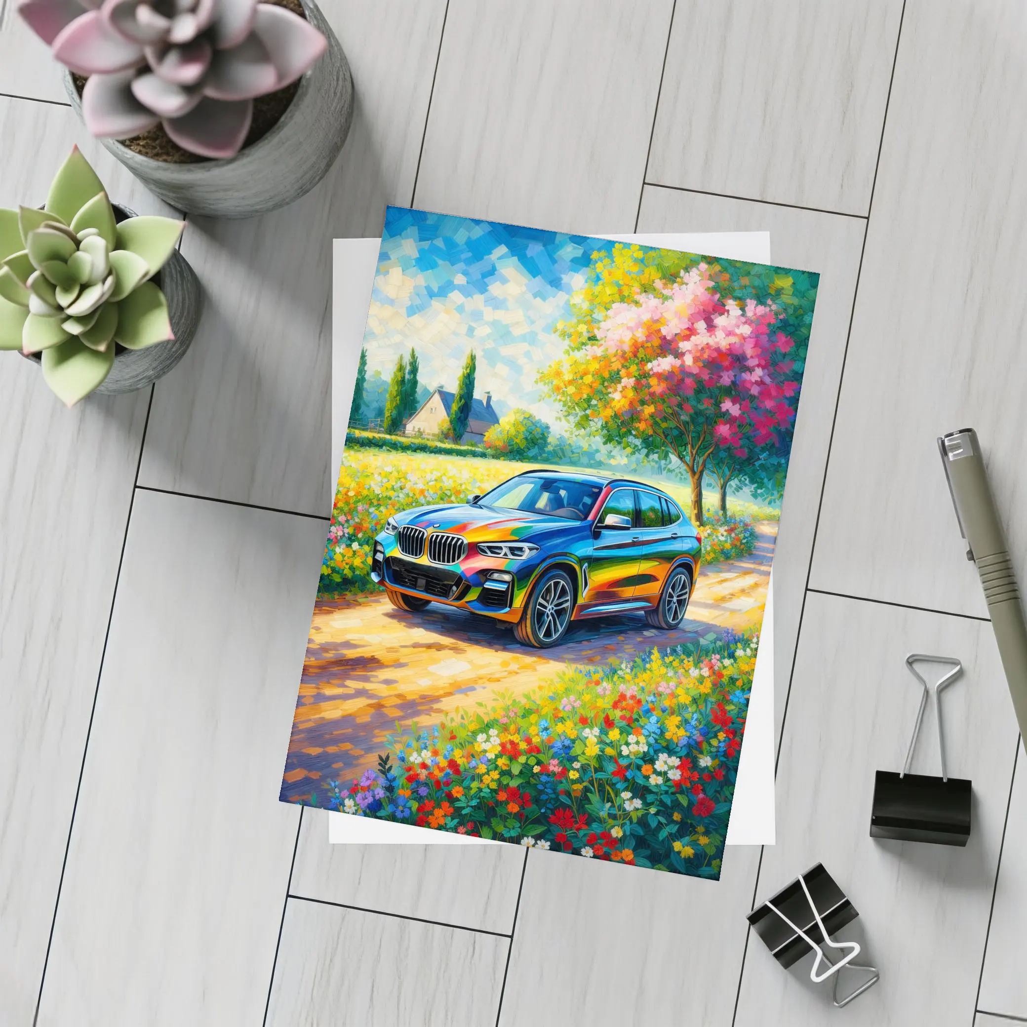 BMW X3 Impressionist Oil Painting Countryside – Postcards