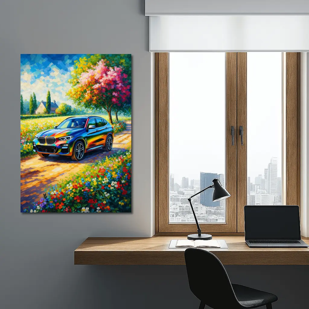 BMW X3 Impressionist Oil Painting Countryside – Wall Art