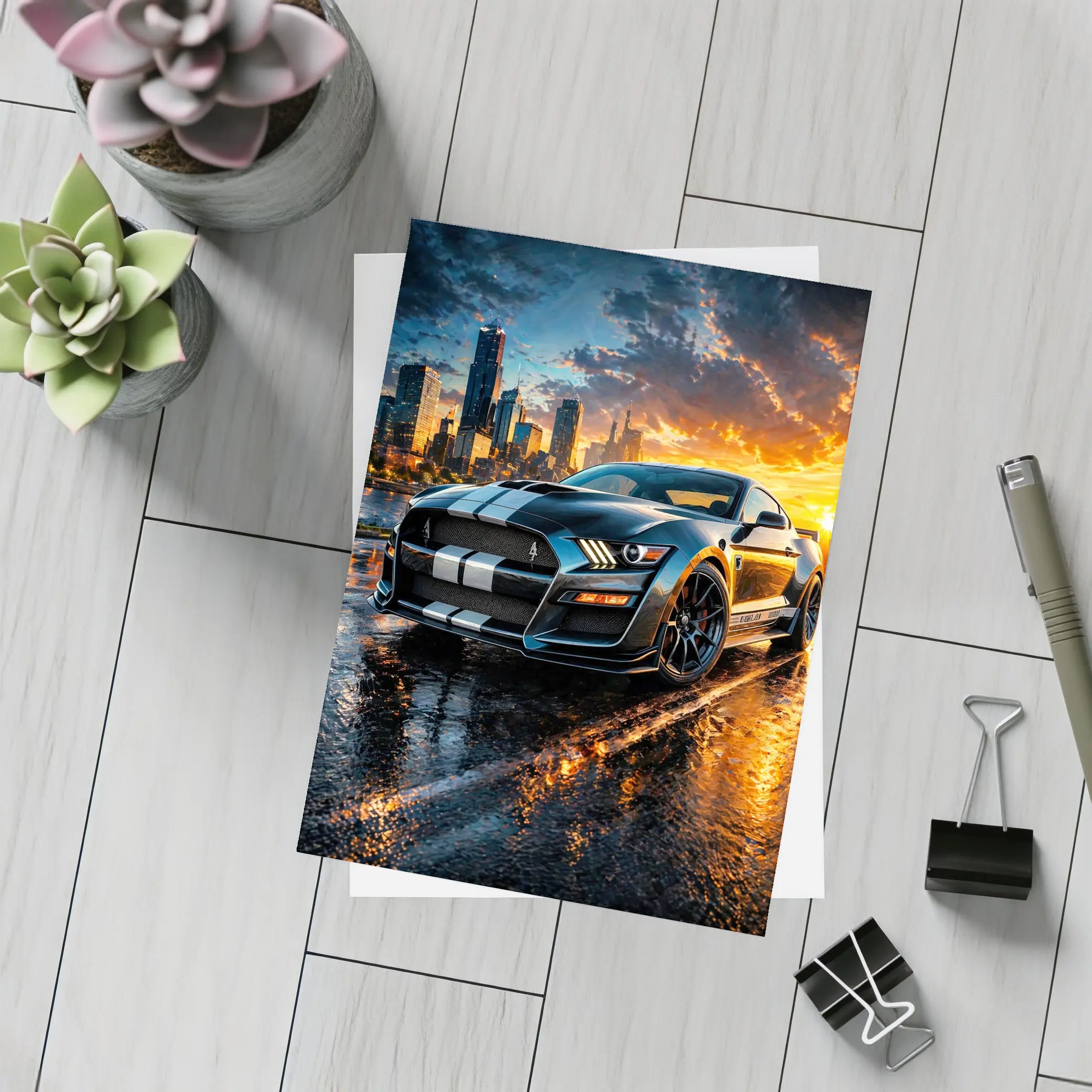 Ford Mustang Shelby GT500 City Sunset – Postcards