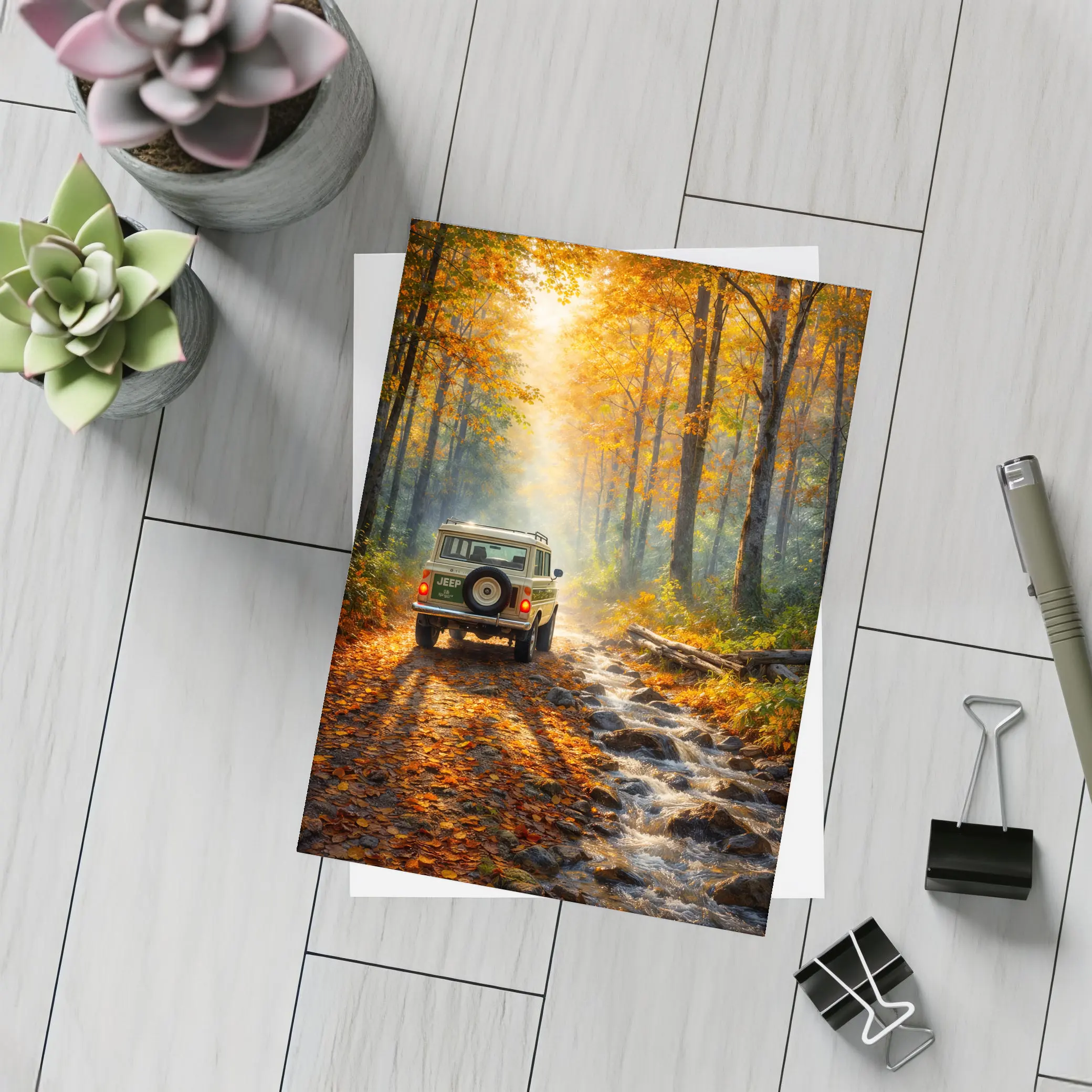 Jeep Wagoneer Autumn Forest Trail Drive – Postcards