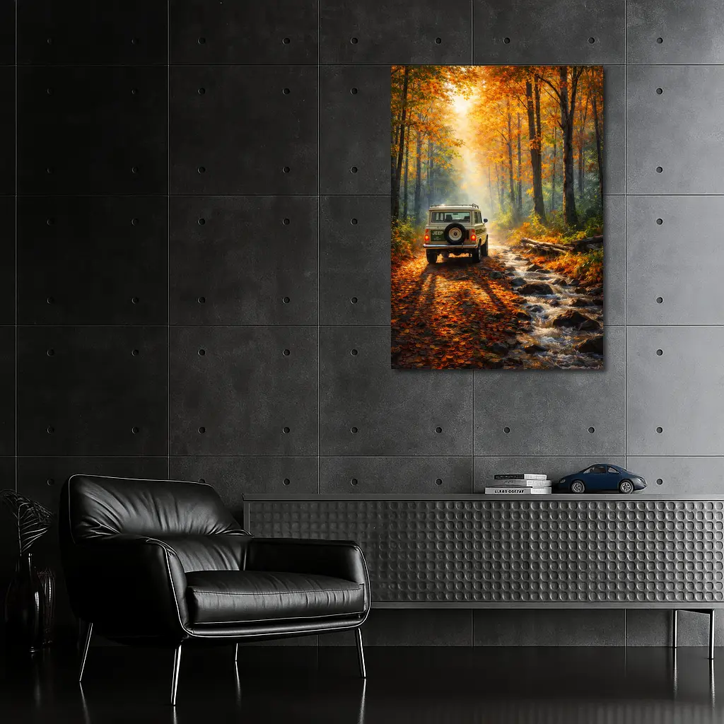 Jeep Wagoneer Autumn Forest Trail Drive – Wall Art