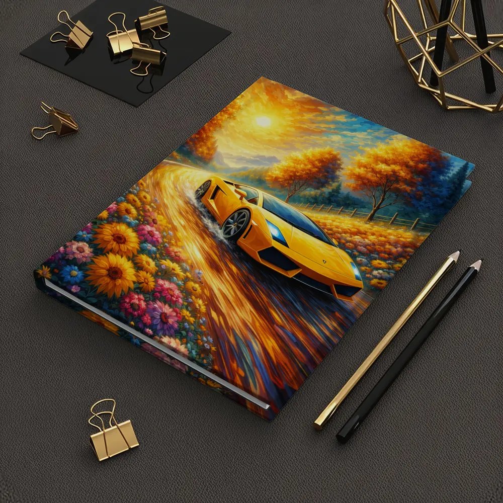 Lamborghini Gallardo Yellow Impressionist Road Art – Notebooks