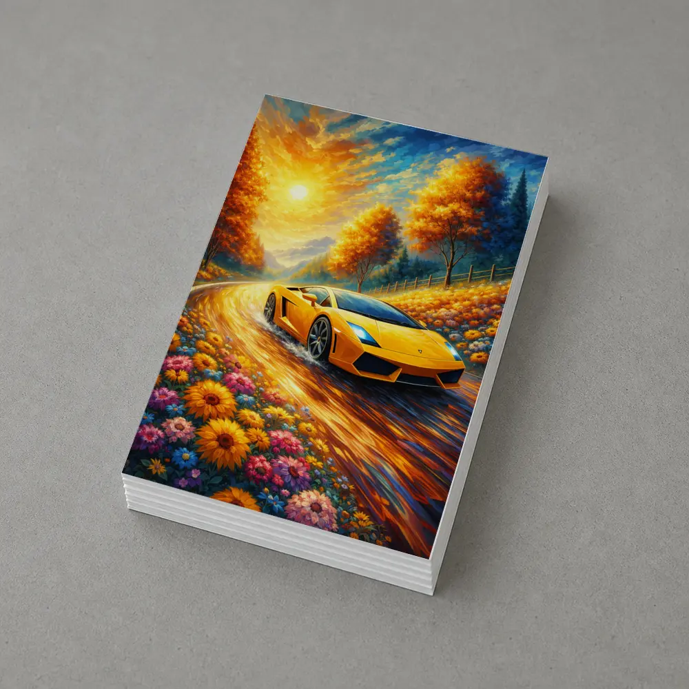 Lamborghini Gallardo Yellow Impressionist Road Art – Postcards