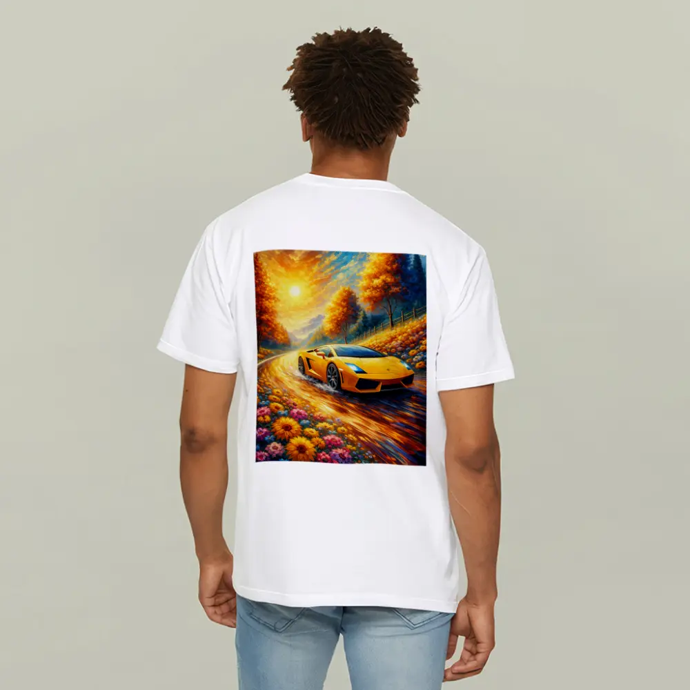 Lamborghini Gallardo Yellow Impressionist Road Art – T-Shirts
