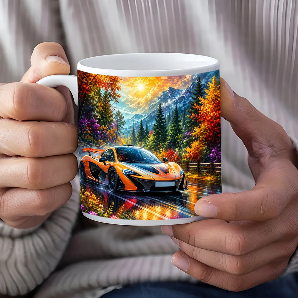McLaren P1 Orange Supercar Autumn Mountain Road – Mugs