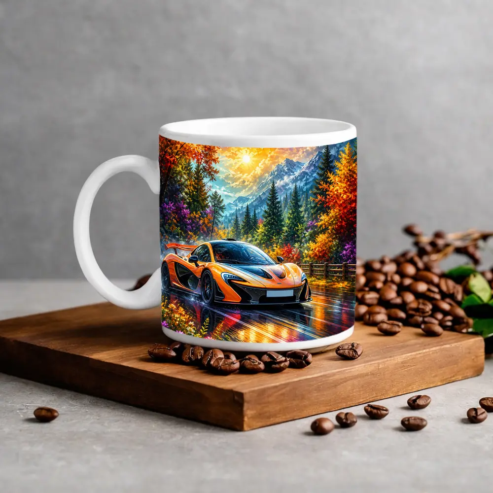 McLaren P1 Orange Supercar Autumn Mountain Road – Mugs