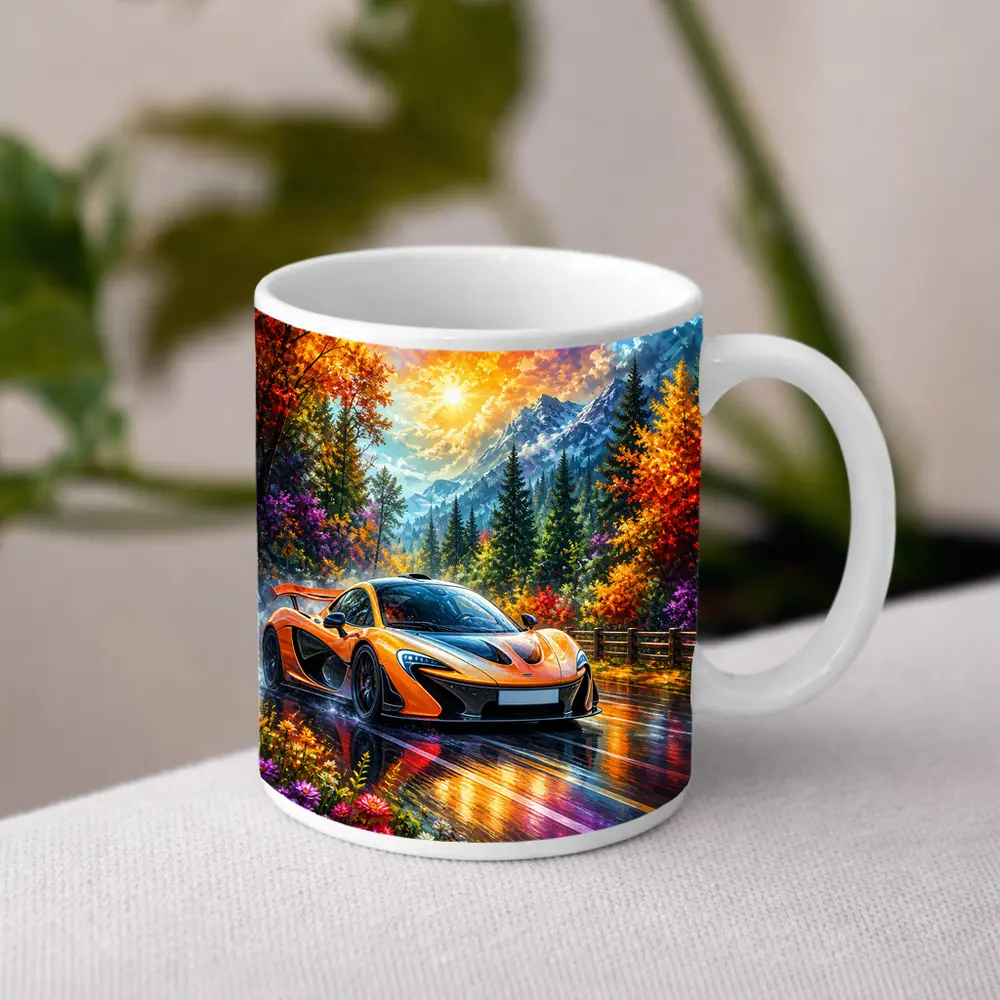 McLaren P1 Orange Supercar Autumn Mountain Road – Mugs