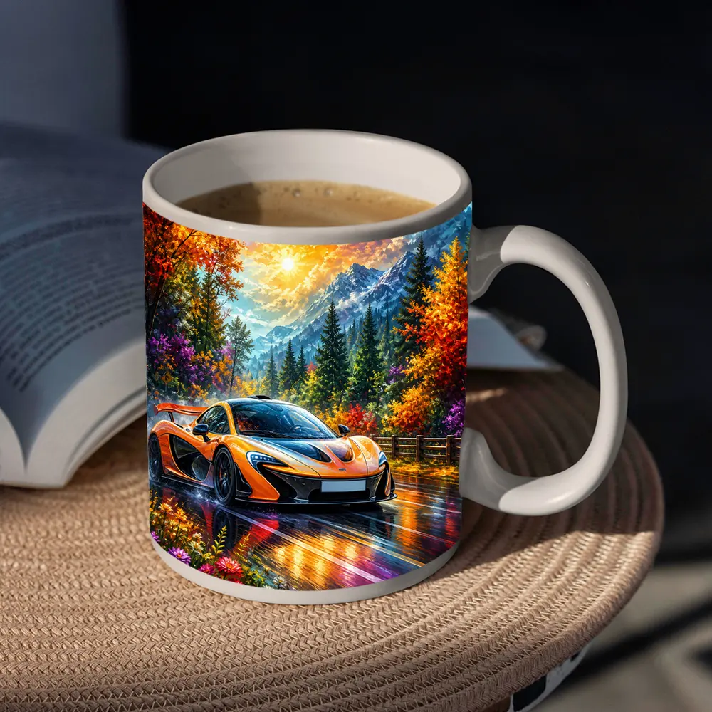 McLaren P1 Orange Supercar Autumn Mountain Road – Mugs