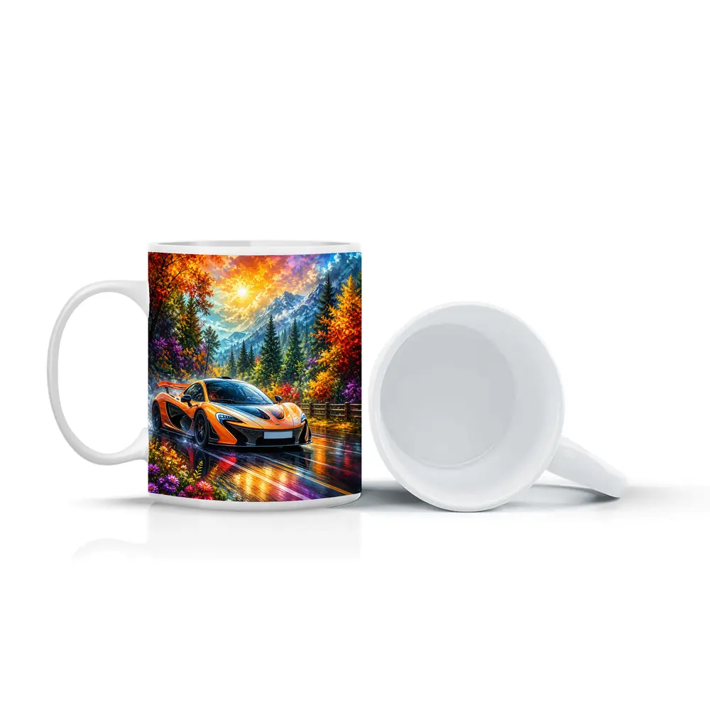 McLaren P1 Orange Supercar Autumn Mountain Road – Mugs