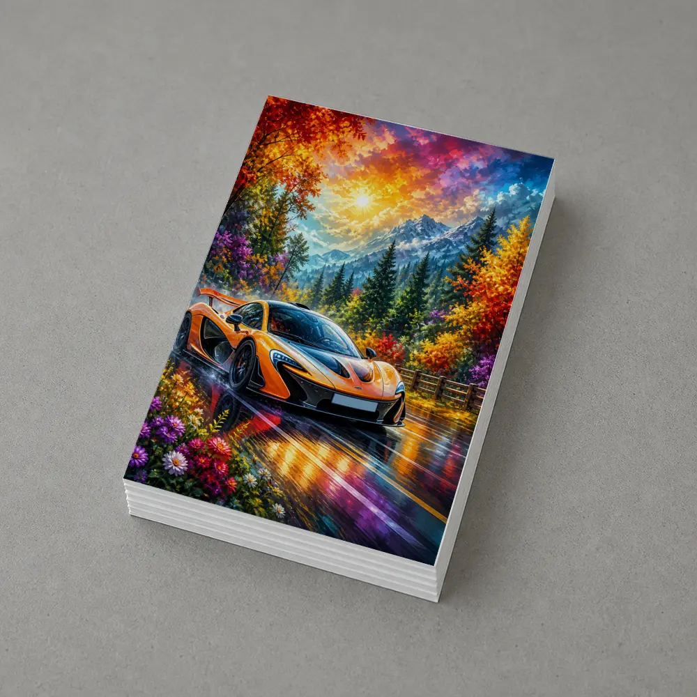 McLaren P1 Orange Supercar Autumn Mountain Road – Postcards