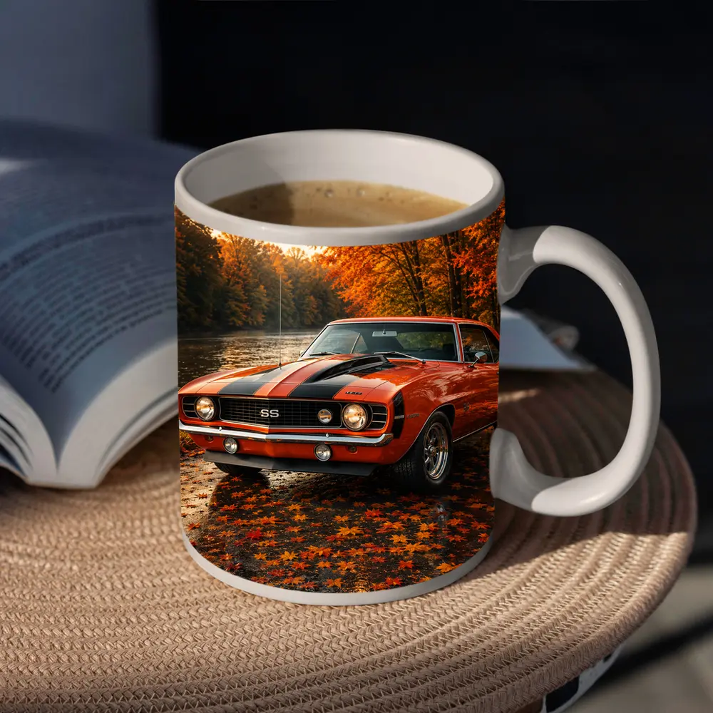 Chevrolet Camaro SS Classic Autumn River Scene – Mugs