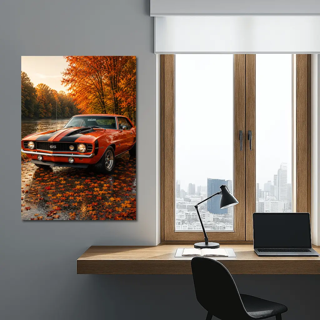 Chevrolet Camaro SS Classic Autumn River Scene – Wall Art